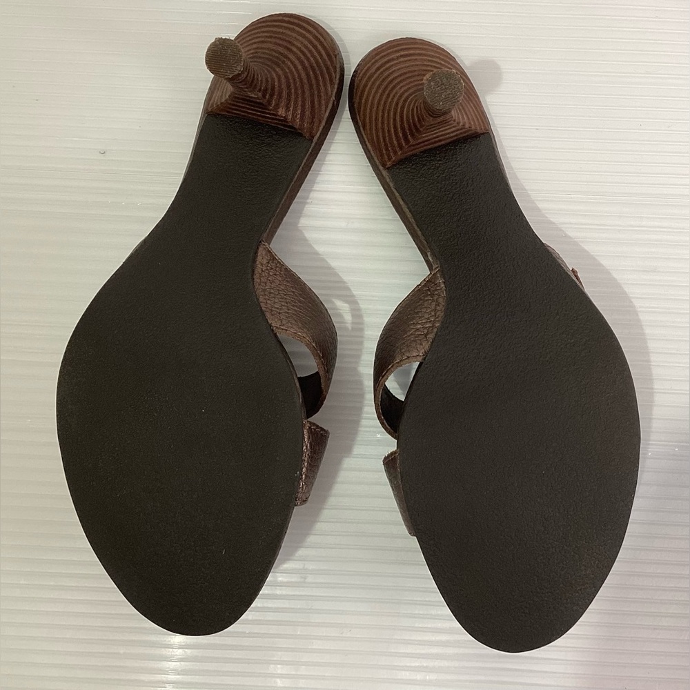 Dr. Scholl’s Leather Woman’s Sandals Slip on Shoes Size 8M Color Bronze Heel 2” - Picture 9 of 12